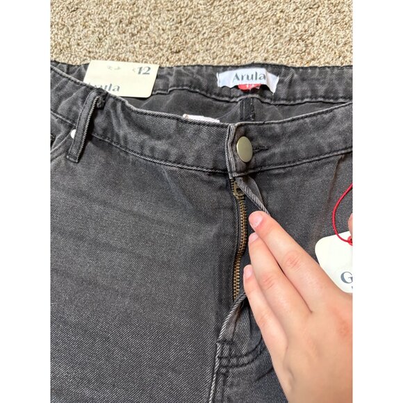 NEW Arula High-Rise Distressed Straight Leg Faded Black Denim Jeans Size 12 Wide - Picture 7 of 13